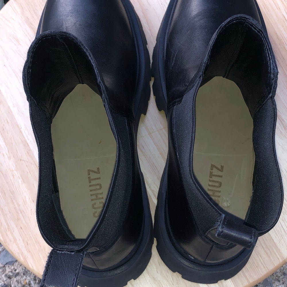 Schutz Chelsea Boots Black Womens 6.5 Chunky Grunge Billie Casual Thursday Biker - Picture 12 of 13